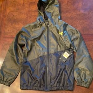 Under Armour Youth Two-Tone Black Hooded Rain Jacket with Yellow Logo